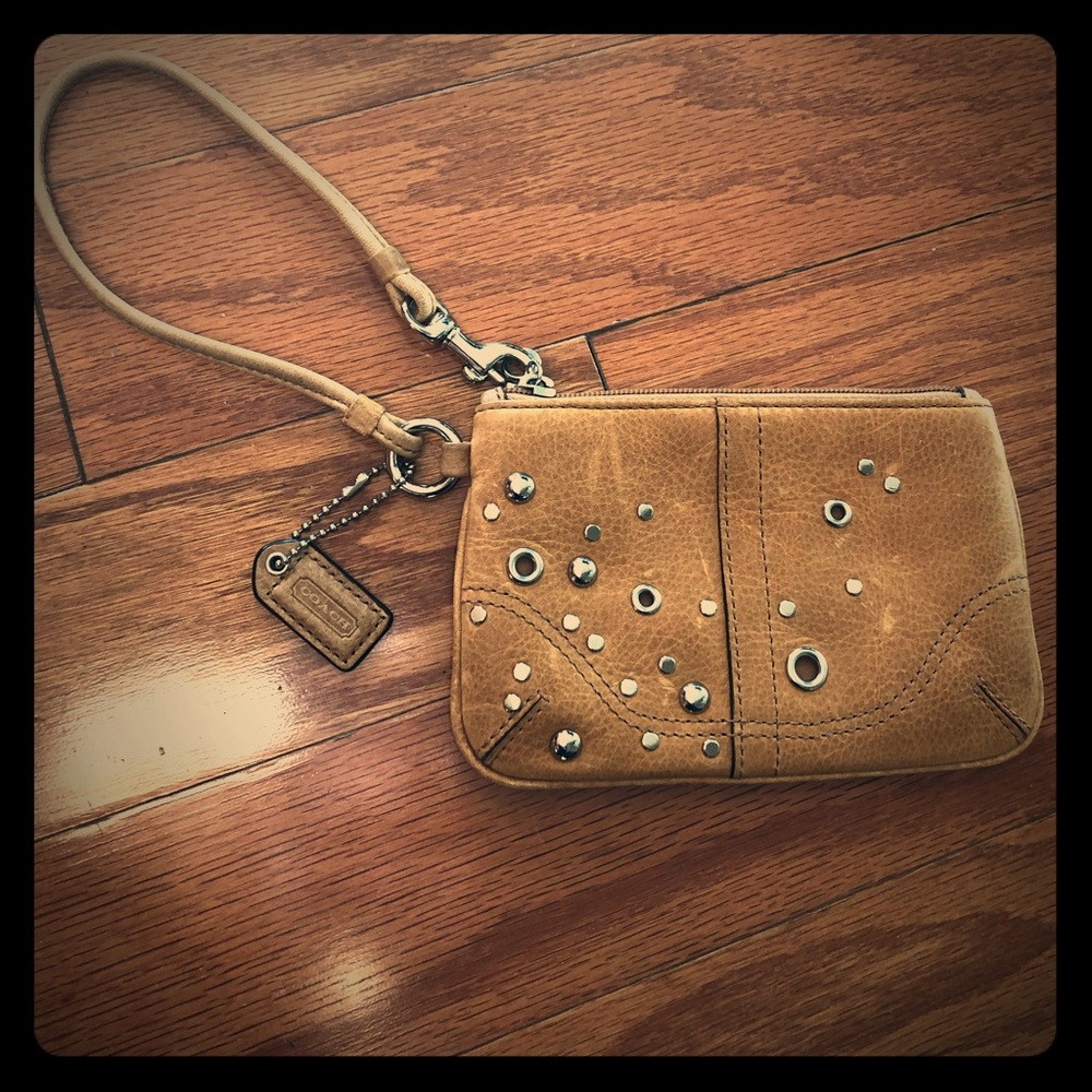 COACH leather wristlet 4”x6”